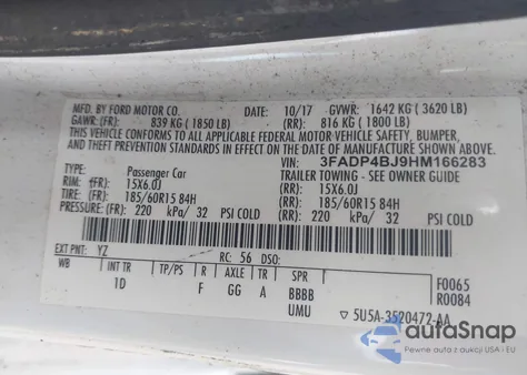 2017 Ford Fiesta Se from USA, damaged, VIN 3FADP4BJ9HM166283
